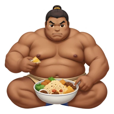 Sumo Wrester eating lots of food  sticker
