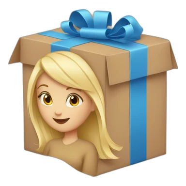 Blond girl holding a delivery box sticker