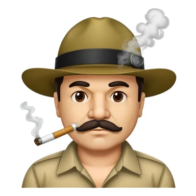 El Chapo Guzman with mustache smoking a marijuana joint sticker