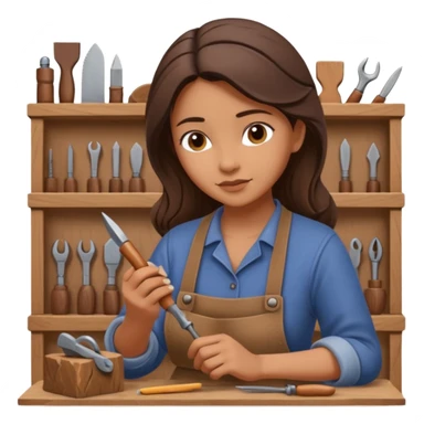 Wood Carving Craftsman woman sticker