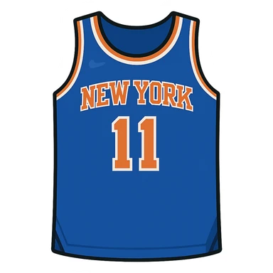 flat toon style new york knicks basketball jersey featuring the number 11 sticker