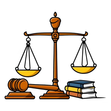 Gavel with law book and scales sticker