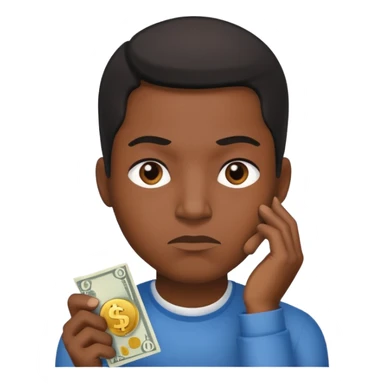 ambitious thinking about moneyemoji, black person sticker