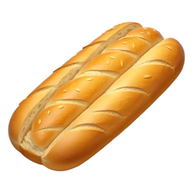 baguette bread object icon, crispy golden crust, detailed bread texture, 3D cartoon, mobile game icon style, centered, soft shadow, clean background, no text, no watermark
 sticker