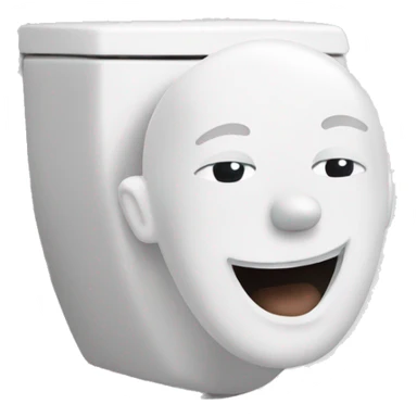 A white toilet with bald man head smiling coming out sticker