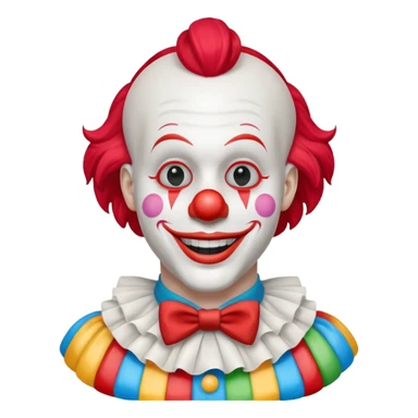 A white animatronic humanoid male clown manne sticker