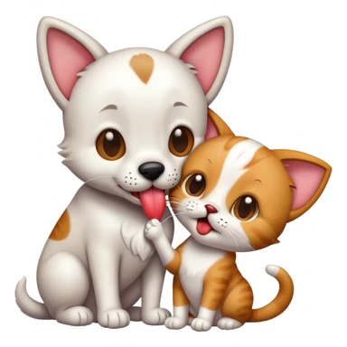 Dog licking cat sticker