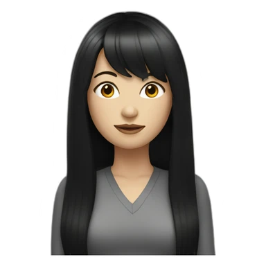 white women with long black hair with fringe sticker