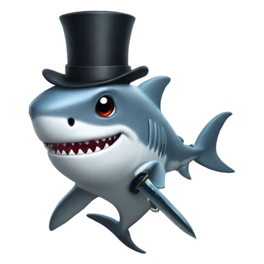 Shark with a top hat and sword sticker