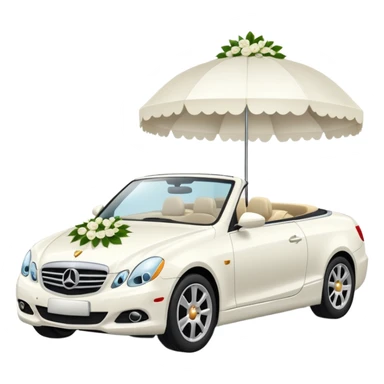 Luxury convertible car with wedding decorations, in profile sticker