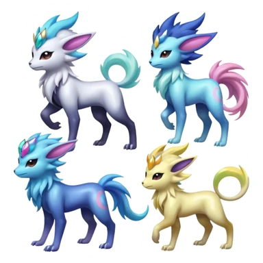 Shiny Sunny furry neon colorful scaly painted Asian pastel-gradient Absol-Meloetta-Solgaleo-Luxray-Suicune-fusion sticker