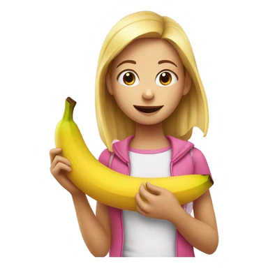 girl eating pink banana  sticker