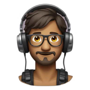man dj with headphones and round glasses sticker