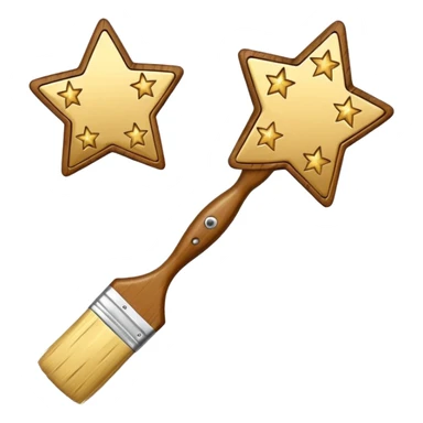 a painting brush with shiny stars sticker