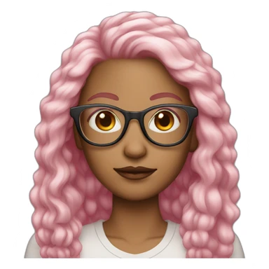 woman light skin long pink hair square glasses sticker