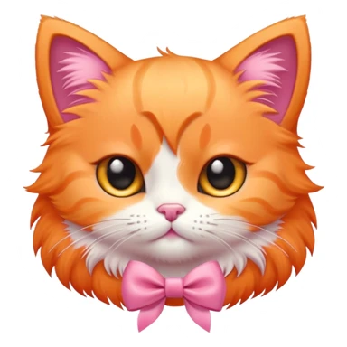 orange kitten with a pink bow sticker
