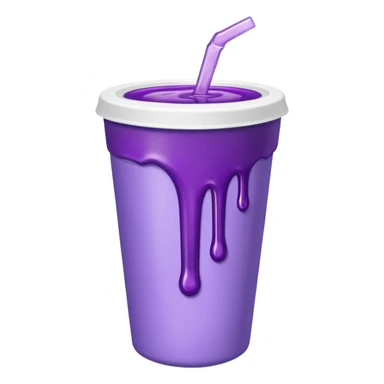 sytrofoam cup with a thick purple liquid dripping sticker