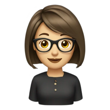 Brunette bob cut glasses smiling sticker