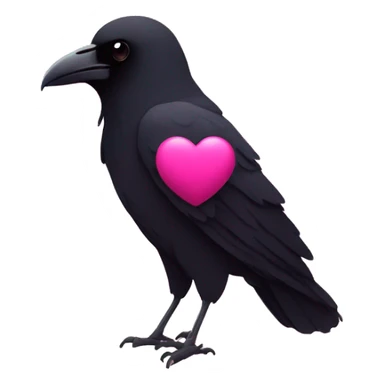Minimalist raven positioned in the center of a pink heart  sticker