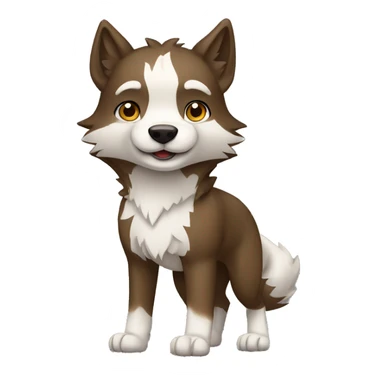 Brown and White Cartoon Chibi Wolf Full Body sticker