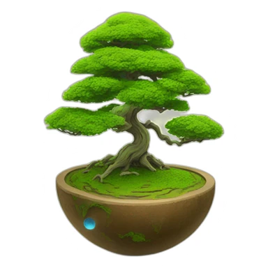 planet with a bonsai tree sticker
