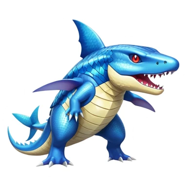 Shiny Exotic Colorful epic Sharpedo-Garchomp-Gabite-Salamence-Koraidon-Feraligatr-Fakémon-hybrid-creature (full body)  sticker