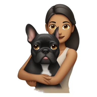 Hispanic Woman holding tan French bulldog sticker