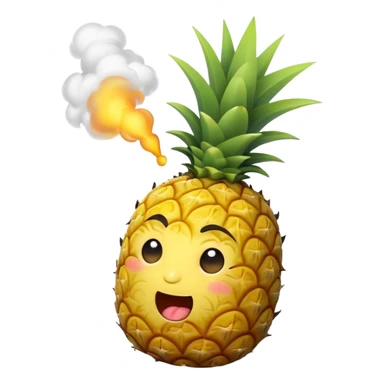pineapple with a relaxed face, blowing smoke sticker