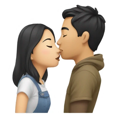 Asian Bf&gf kissing  sticker