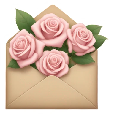 beige envelope with light pink roses sticker