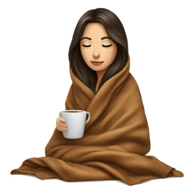 girl brunette inside a blanket sipping coffee eyes closed sticker