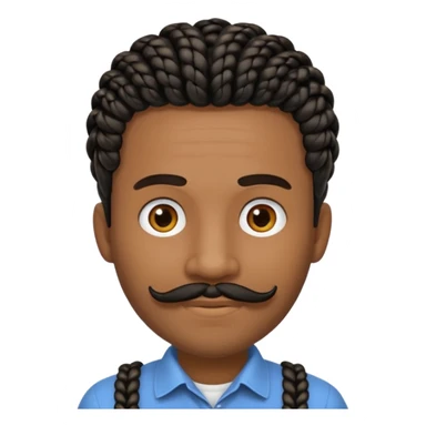 Hazme un emoji de un hombre negro con trenzas cortas y una pequeña perilla sin bigote sticker