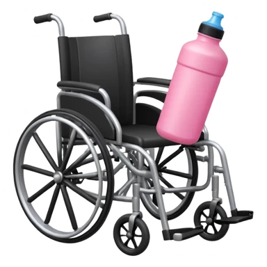 Pink water bottle sitting on a wheelchair with cars   sticker