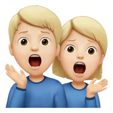 two children scream loudly looking up at full height sticker