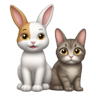 Lapin et chat sticker