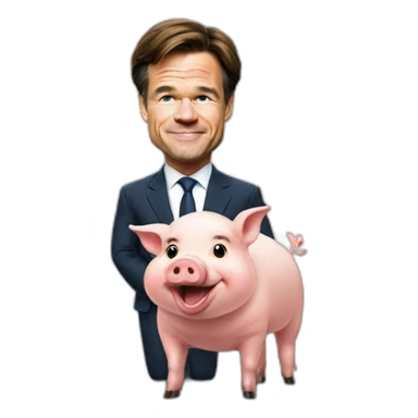 Mark Rutte with pig sticker