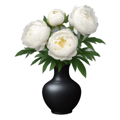white peonies in a black vase sticker