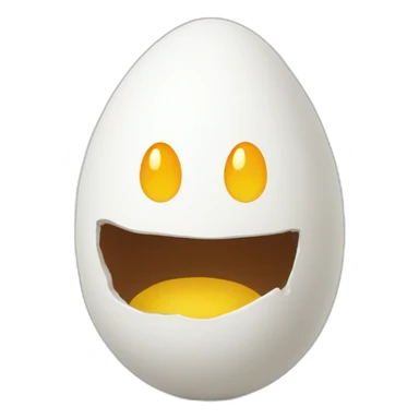 A white egg with mad face sticker
