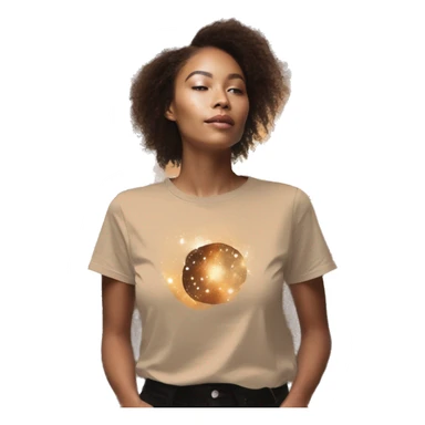 Person wearing vintage sepia T shirt with nebulas galaxies and constellations star map celestial illustration t shirt sticker