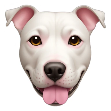 White staffy bull terrier cross with light tan patch and pink nose sticker