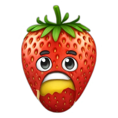 Destroyed strawberry sticker