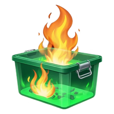 green fire in flat container sticker