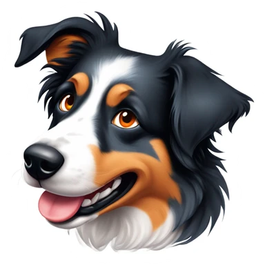 Border collie bleu merle yeux bleu balle orange dans la bouche  sticker