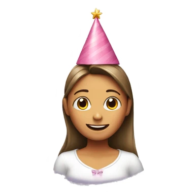 Girl exited with birthday hat sticker