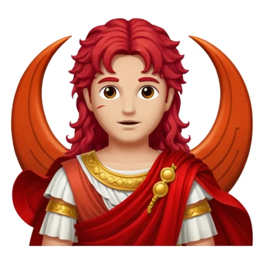 Mars from Roman Deities with long red wavy hair, red sequin toga sticker