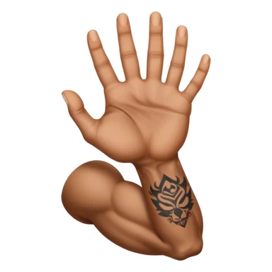 hand muscle that has a tattoo on it sticker