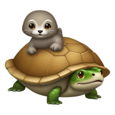 caneton sur la tête d’une loutre sur le dos d’une tortue sticker