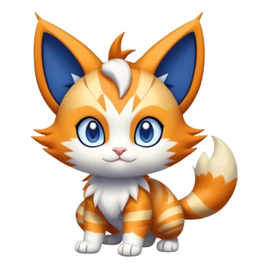Shiny Cute Adorable Meowth-Litten-Meowstic-Hybrid-Creature with pattern-markings sticker