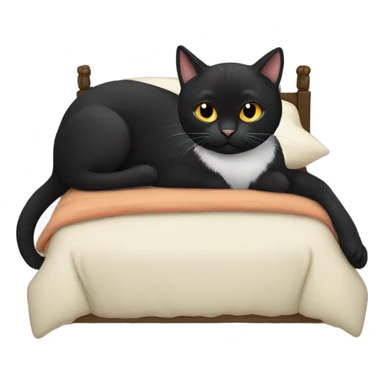 A black cat on a bed sticker