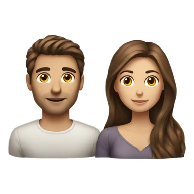 Brown hair men with long brown hair women couple  sticker